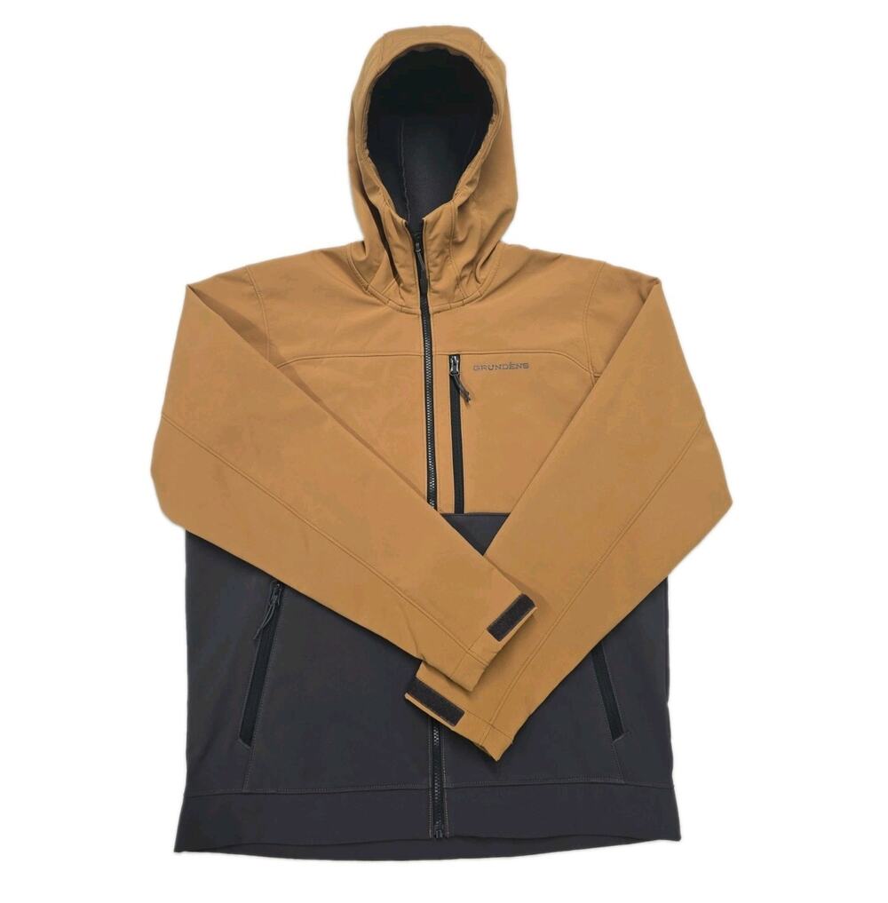 Grundens Bulkhead Softshell Jacket Mens Medium Whiskey Anchor Fishing Hoodie